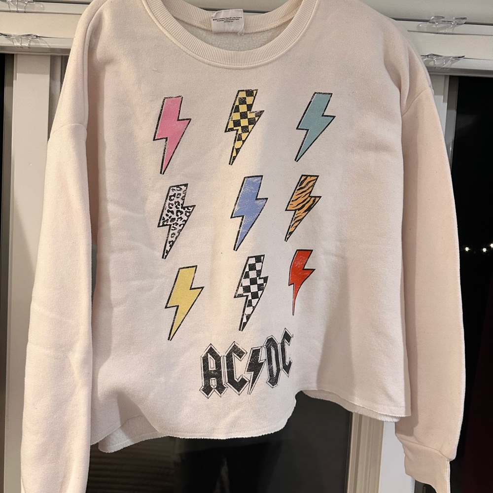 AC/DC Kids White Graphic Sweatshirt